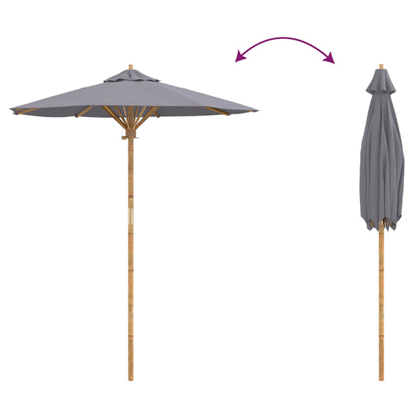 Dunkelgrauer Garten-Sonnenschirm Bambus Ø 180cm