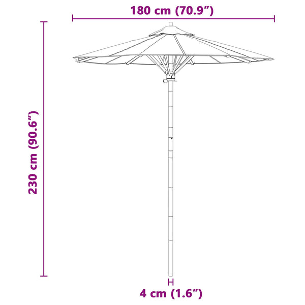 Dunkelgrauer Garten-Sonnenschirm Bambus Ø 180cm