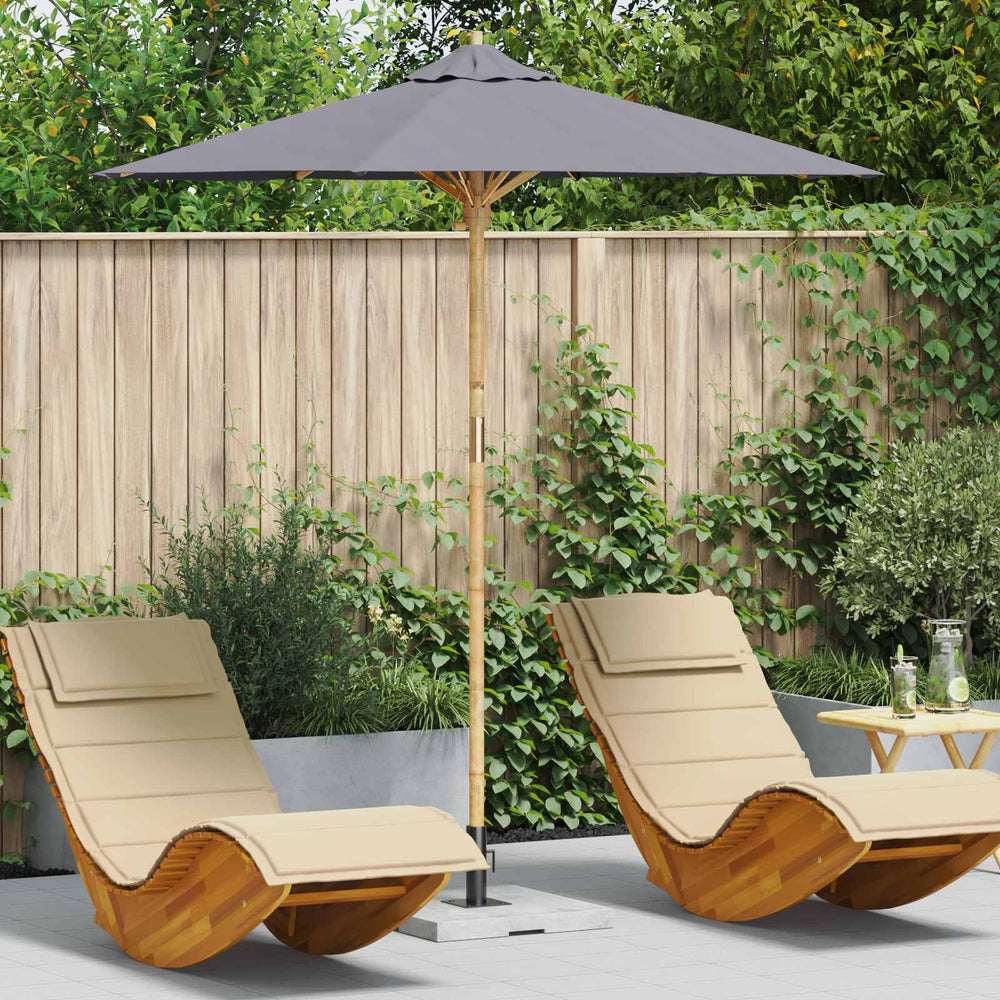 Dunkelgrauer Garten-Sonnenschirm Bambus Ø 217cm
