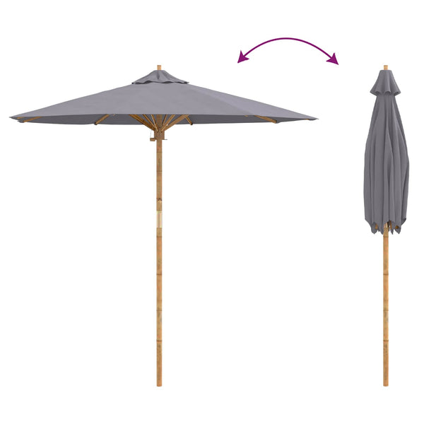 Dunkelgrauer Garten-Sonnenschirm Bambus Ø 217cm