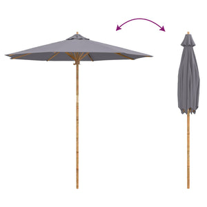 Dunkelgrauer Garten-Sonnenschirm Bambus Ø 240x260cm