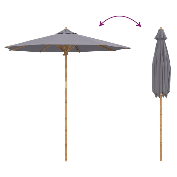Dunkelgrauer Garten-Sonnenschirm Bambus Ø 240x260cm