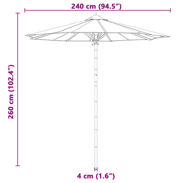 Dunkelgrauer Garten-Sonnenschirm Bambus Ø 240x260cm