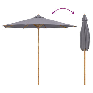 Dunkelgrauer Garten-Sonnenschirm Bambus Ø 270cm