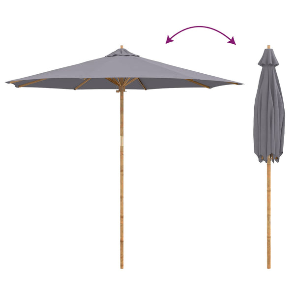 Dunkelgrauer Garten-Sonnenschirm Bambus Ø 270cm
