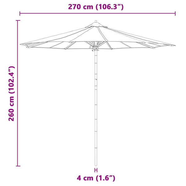 Dunkelgrauer Garten-Sonnenschirm Bambus Ø 270cm