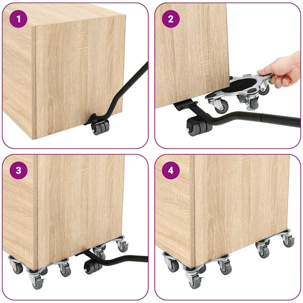 Möbelrollen mit Heber, 4er Set, 1000 kg