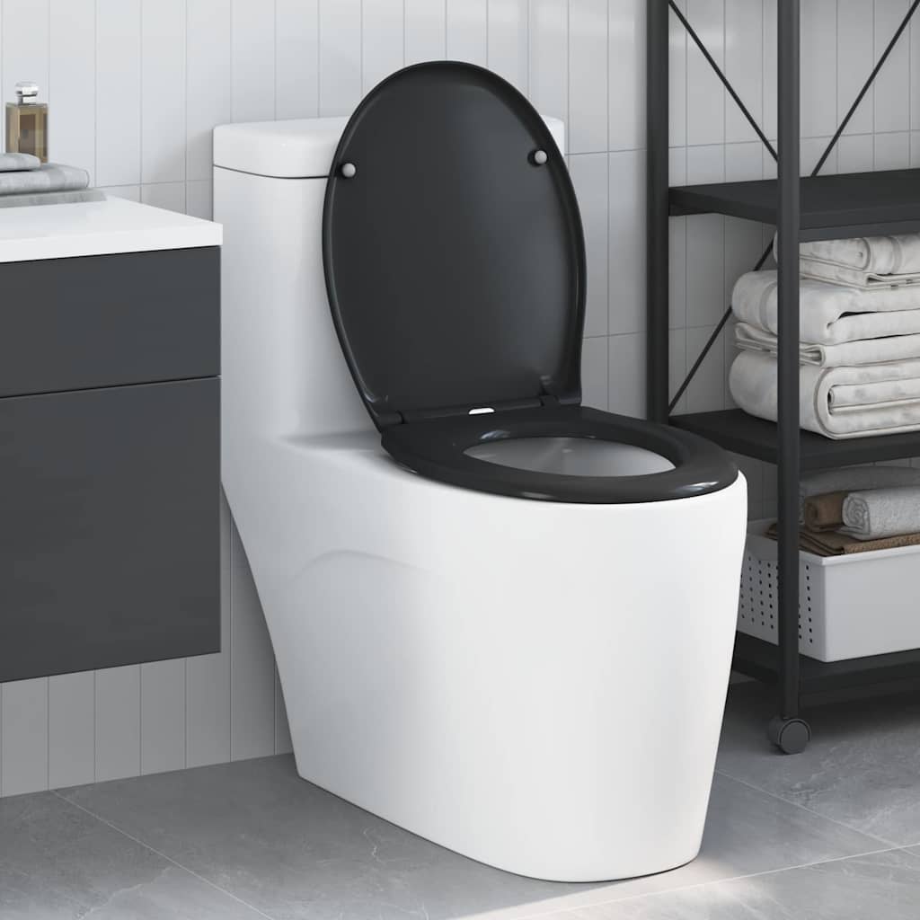 Schwarzer Toilettensitz Duroplast 47x37 cm