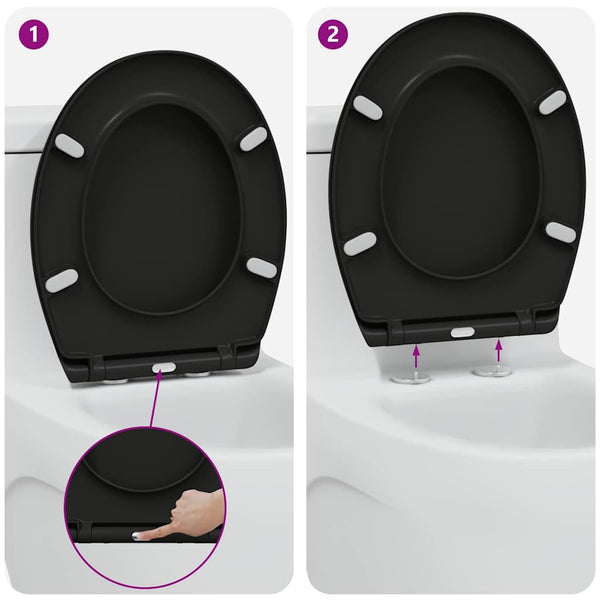 Schwarzer Toilettensitz Duroplast 47x37 cm