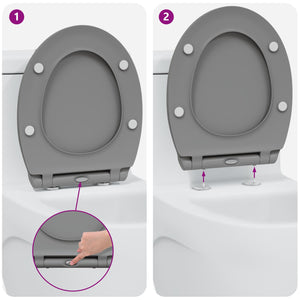Grauer Toilettensitz Duroplast 47x37,5 cm