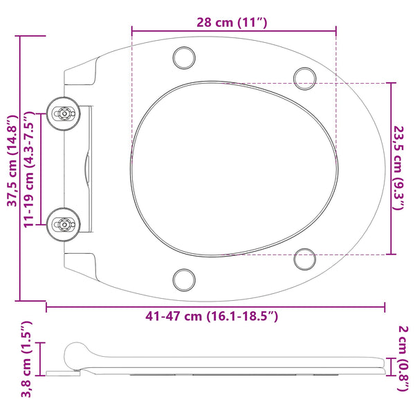 WC-Sitz Weiß Duroplast 47x37,5 cm