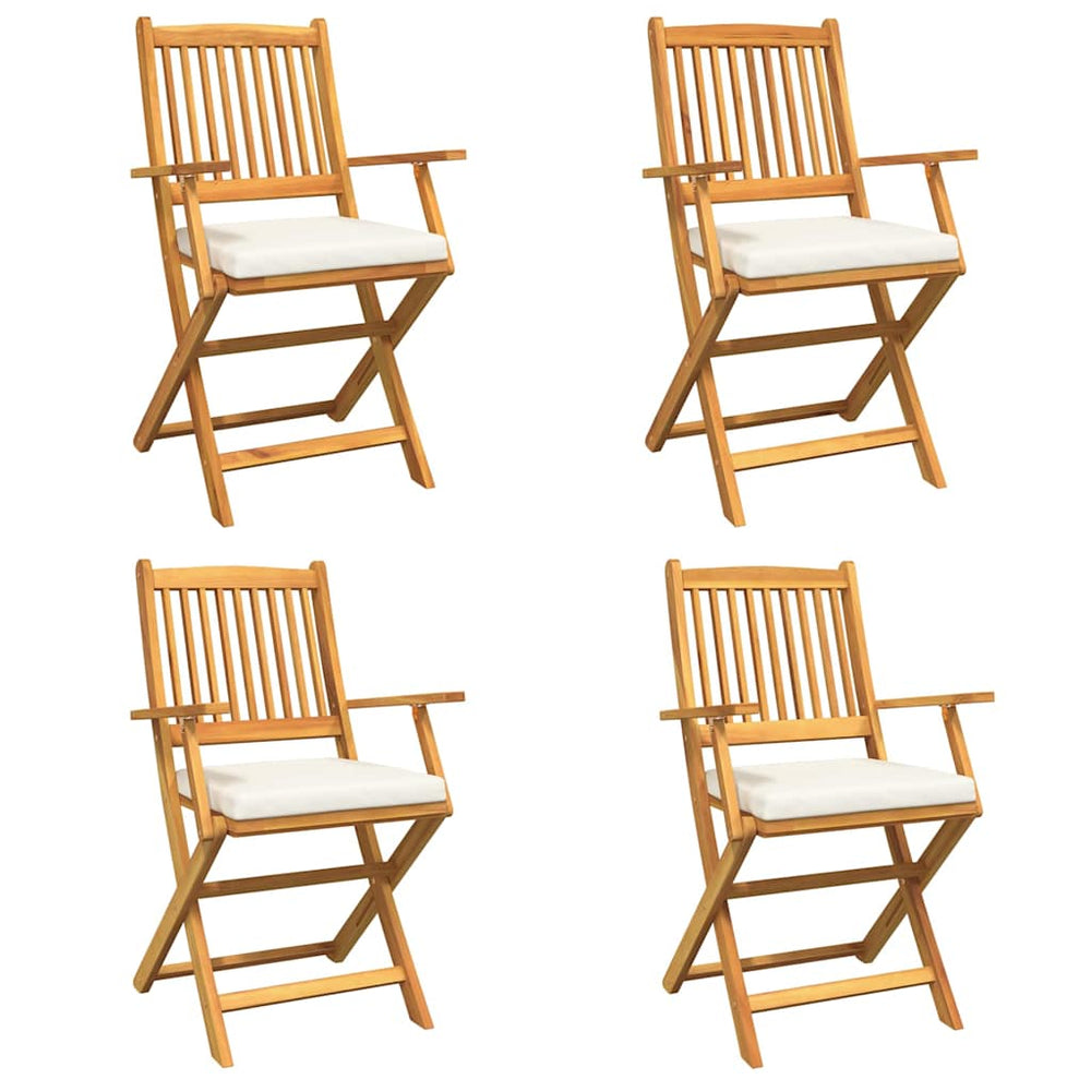 Klappstuhl 4er-Set Weiß Akazie