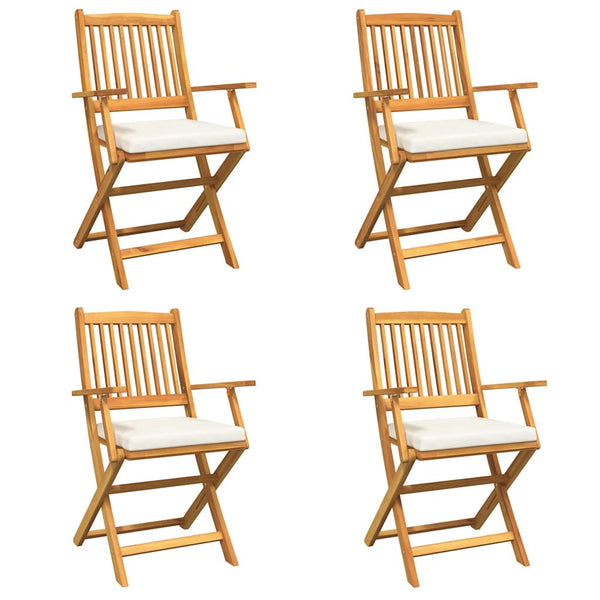 Klappstuhl 4er-Set Weiß Akazie
