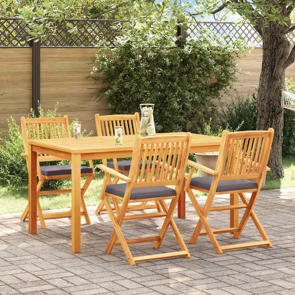 vidaXL Chaise pliante 4 pcs Gris 49 x 57,5 x 92 cm Bois d'acacia massif