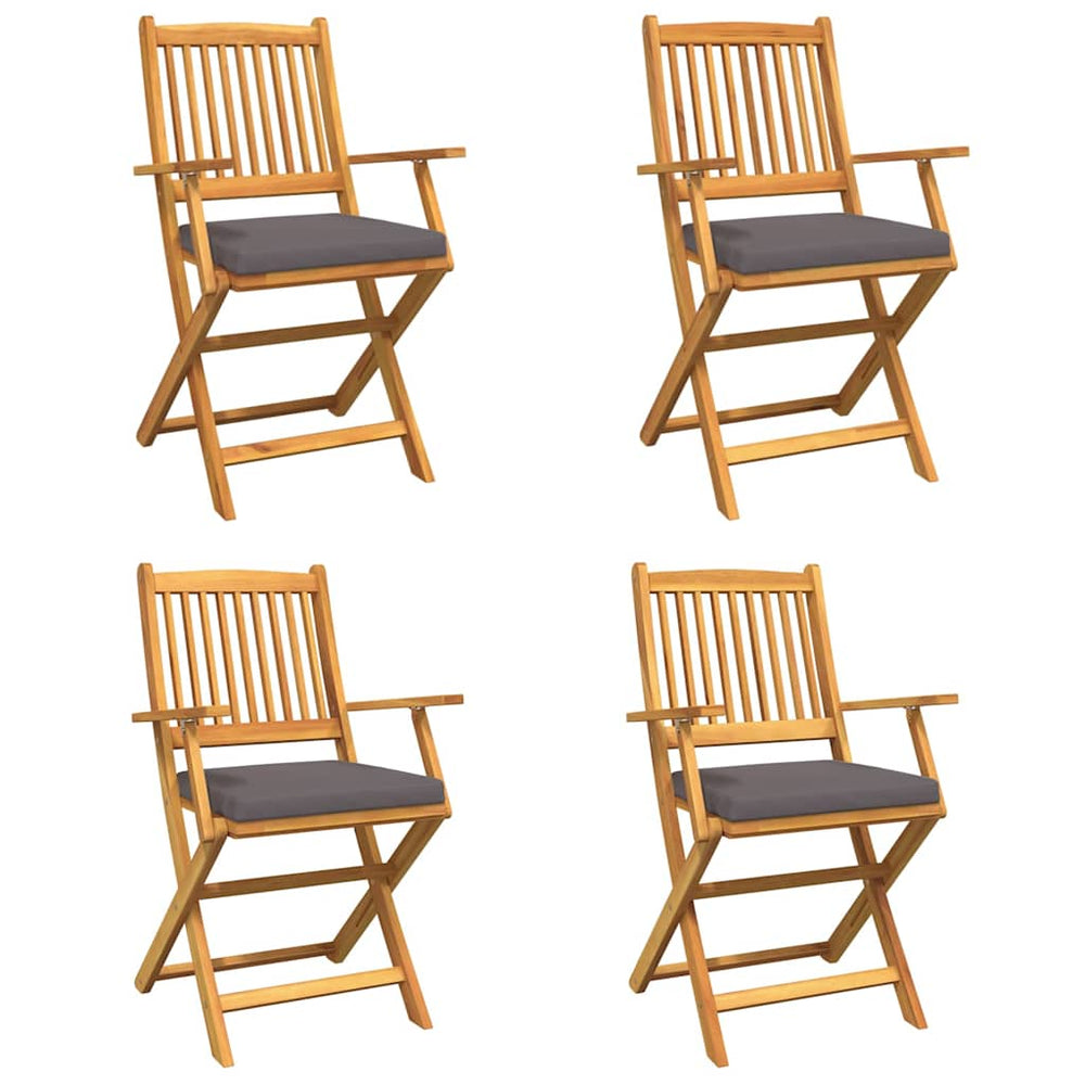 vidaXL Chaise pliante 4 pcs Gris 49 x 57,5 x 92 cm Bois d'acacia massif