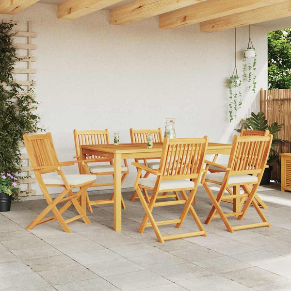 Klappstuhl 6er Set Akazie Weiß