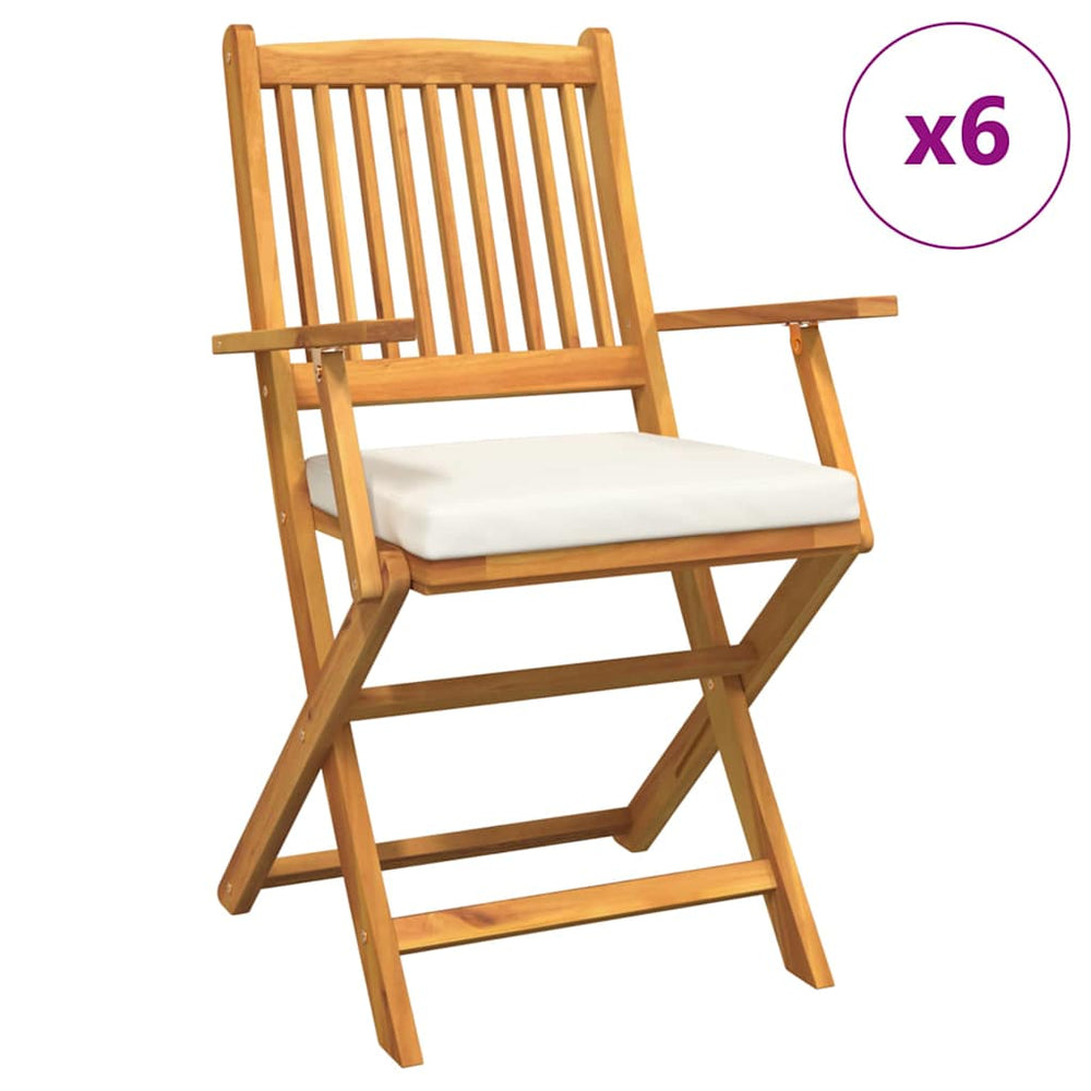 Klappstuhl 6er Set Akazie Weiß