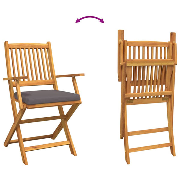 Klappstühle 6er Set Grau Akazie