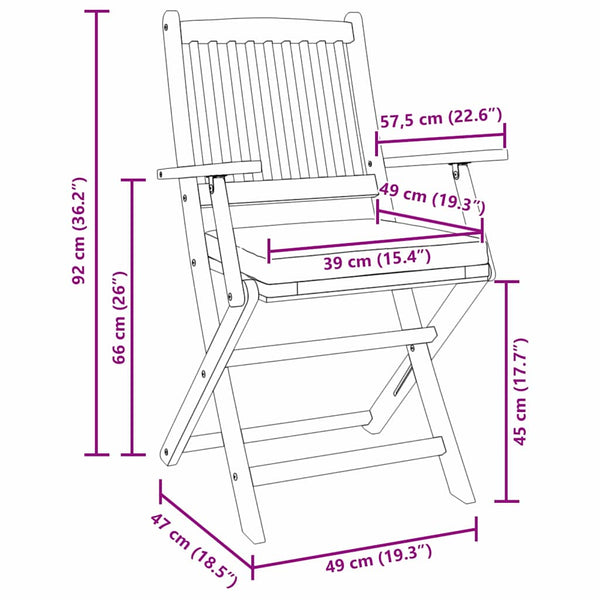 Klappstühle 6er Set Grau Akazie