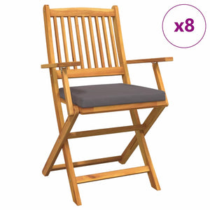 Klappstühle 8er Set Grau Akazie