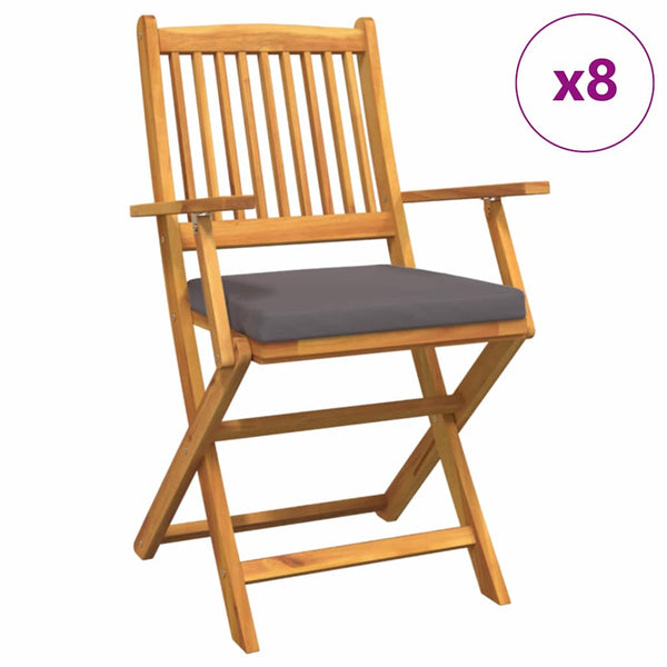 Klappstühle 8er Set Grau Akazie