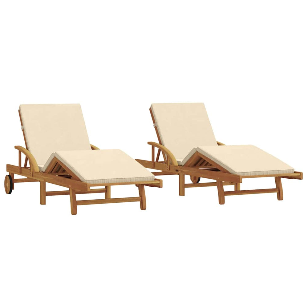 Sonnenliege 2er Set Beige Akazie