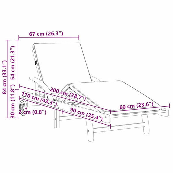 Sonnenliege 2er Set Beige Akazie