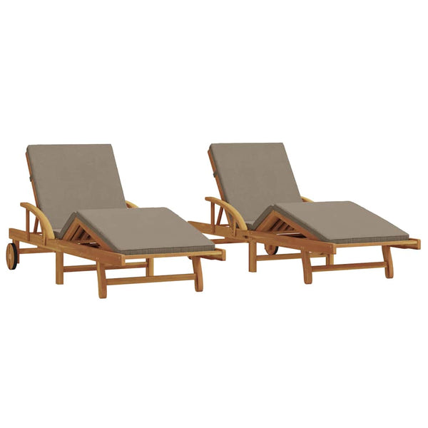 Sonnenliege 2er Set Taupe Akazienholz