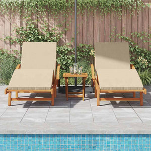 Sonnenliege 3er Set Beige Akazie Massivholz