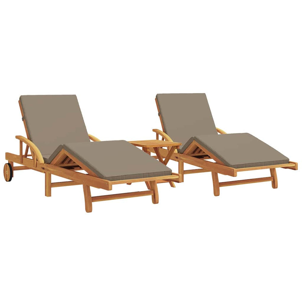 Sonnenliege 3er Set Taupe Akazienholz