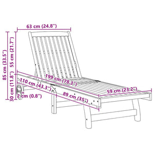 Sonnenliegen 2er Set Akazie mit Rädern