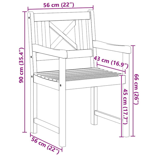 Akazienholz Gartenbank 6er Set