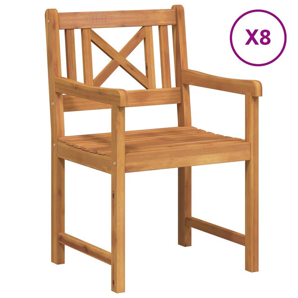 vidaXL Banc d'extérieur 8 pcs Naturel 56 x 55,5 x 90 cm Bois d'acacia massif