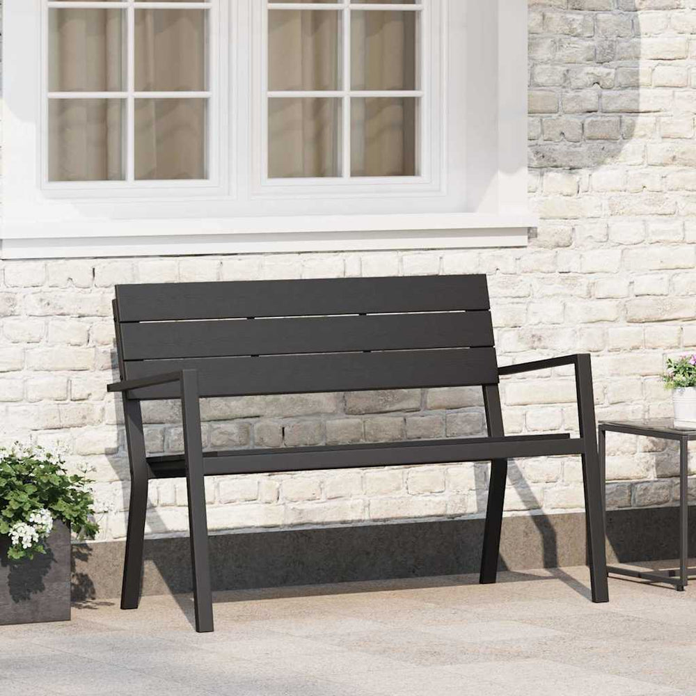 Schwarze Gartenbank Stahl 118cm