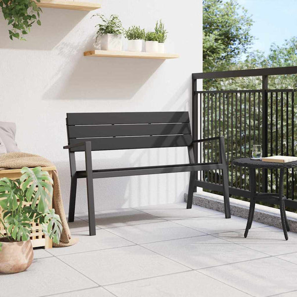 Schwarze Gartenbank Stahl 118cm