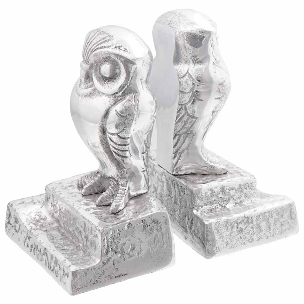 Silberne Buchstützen aus Aluminium, 2er-Set