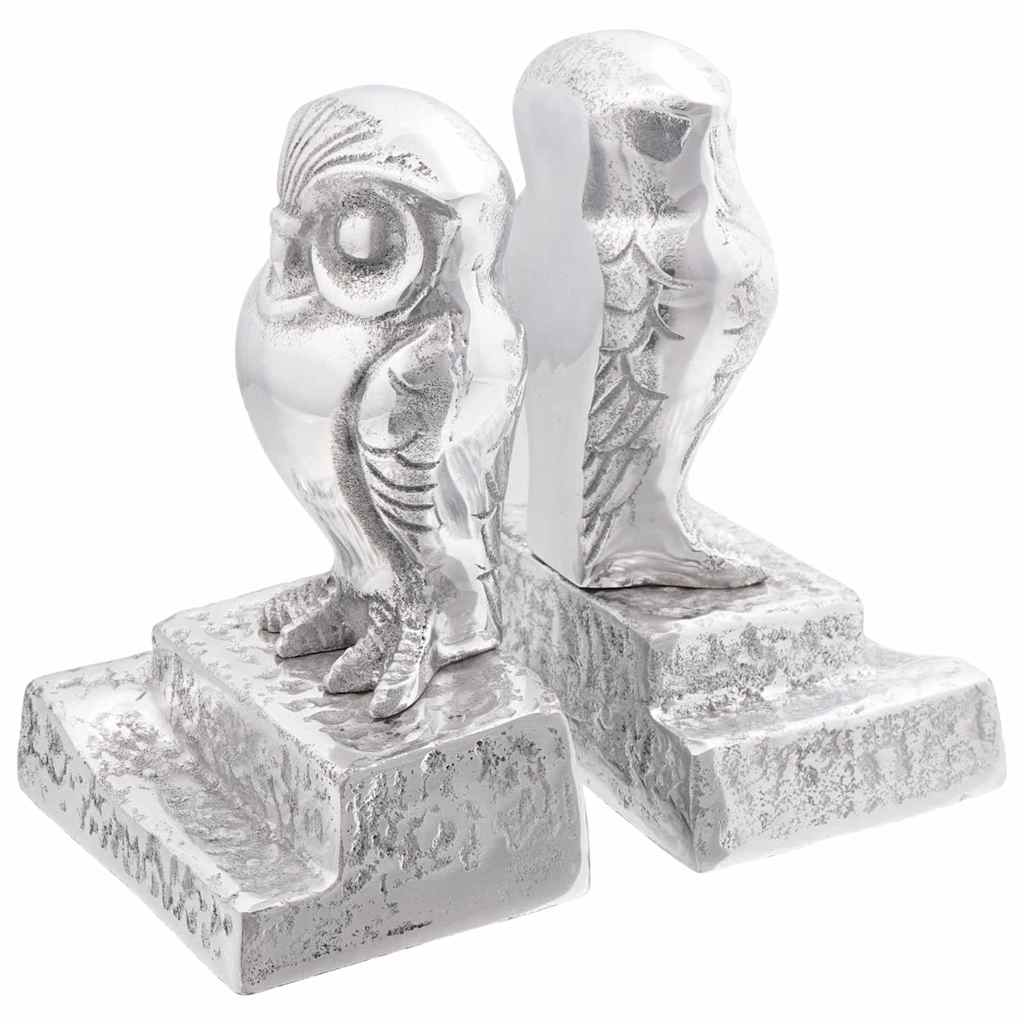 Silberne Buchstützen aus Aluminium, 2er-Set