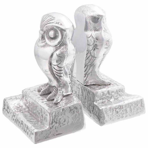 Silberne Buchstützen aus Aluminium, 2er-Set