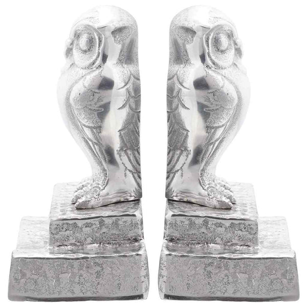 Silberne Buchstützen aus Aluminium, 2er-Set