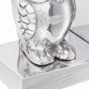 Silberne Buchstützen aus Aluminium, 2er-Set