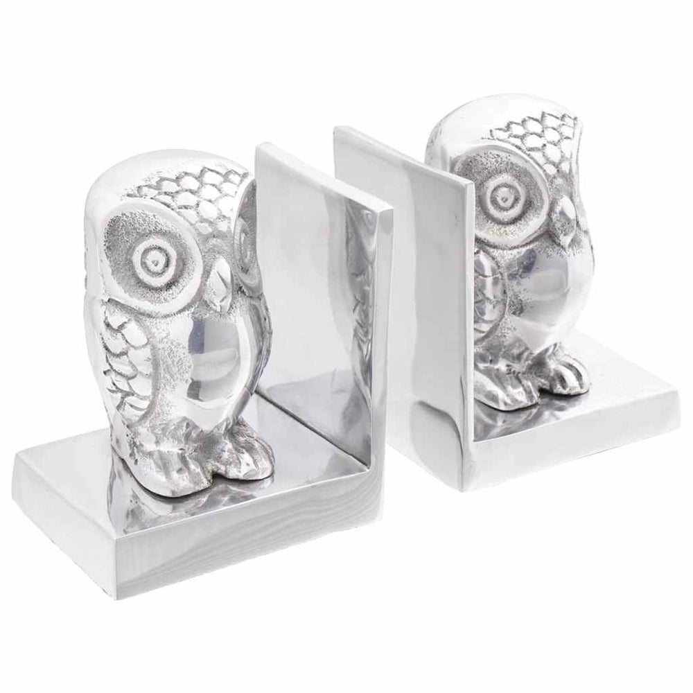 Silberne Buchstützen aus Aluminium, 2er-Set