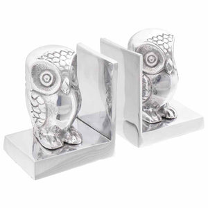 Silberne Buchstützen aus Aluminium, 2er-Set