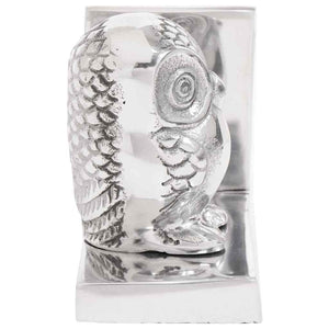 Silberne Buchstützen aus Aluminium, 2er-Set