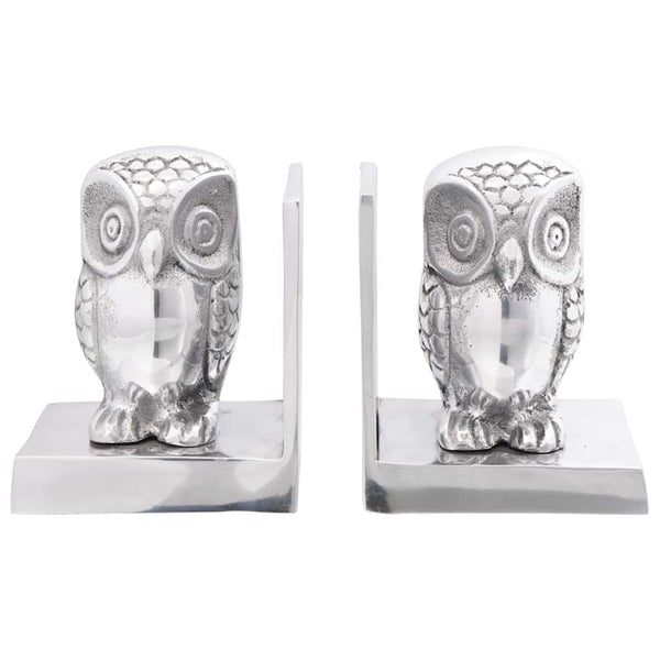 Silberne Buchstützen aus Aluminium, 2er-Set