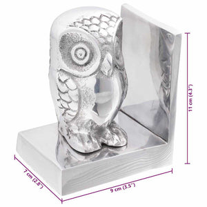 Silberne Buchstützen aus Aluminium, 2er-Set