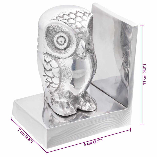 Silberne Buchstützen aus Aluminium, 2er-Set