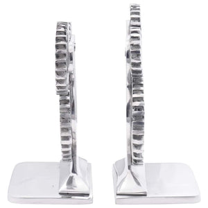 Silberne Buchstützen aus Aluminium, 2er-Set