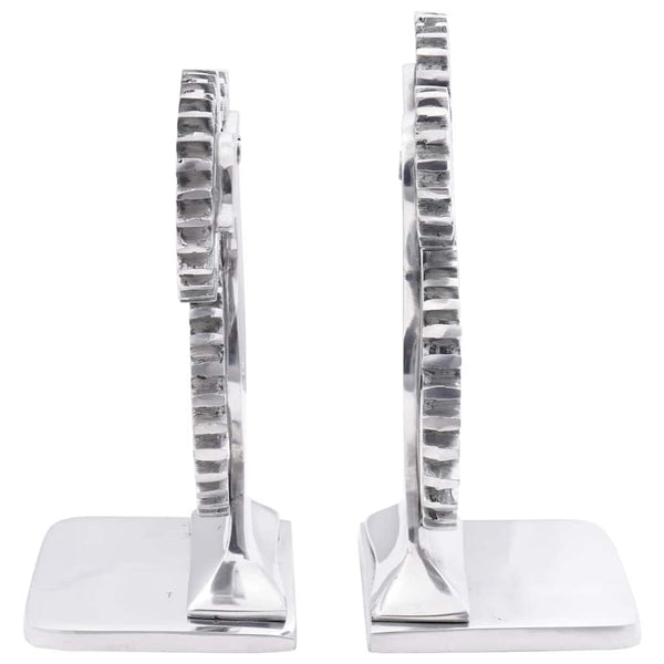 Silberne Buchstützen aus Aluminium, 2er-Set