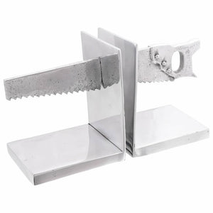 Silberne Buchstützen aus Aluminium, 2er-Set