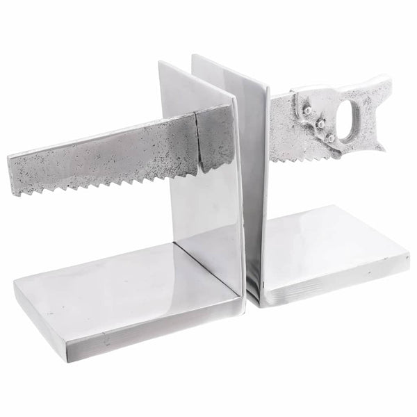 Silberne Buchstützen aus Aluminium, 2er-Set
